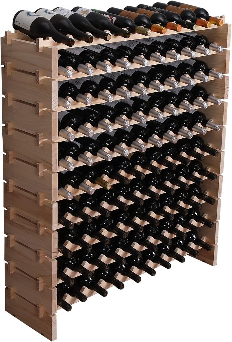 fdjamy Wine Rack Cabinet Freestanding for Floor Wooden Stackable Storage Modular countertop Wood Wine Holder (100bottle) - Image 1